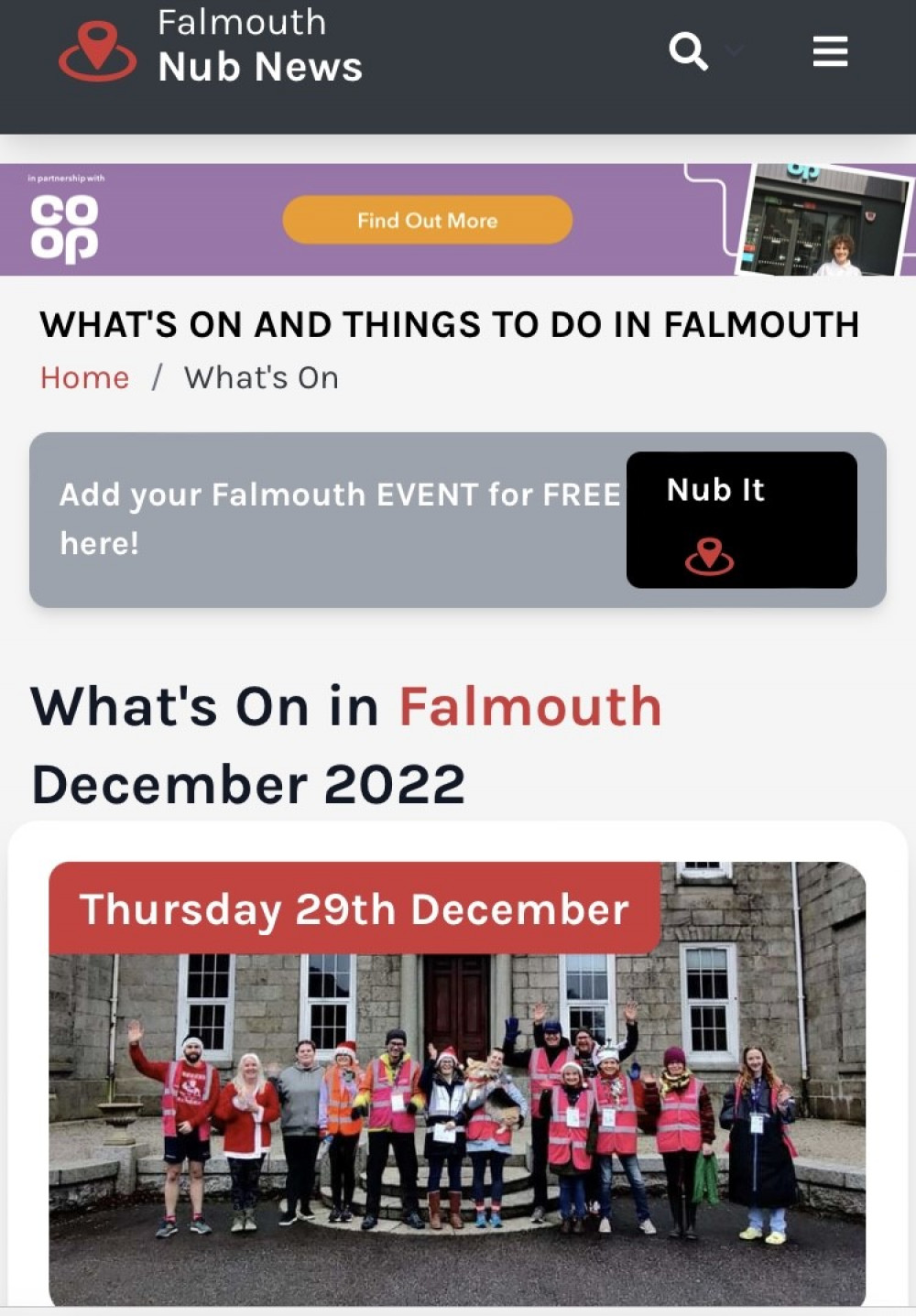 Share your events in Falmouth for free on our What's On page. 