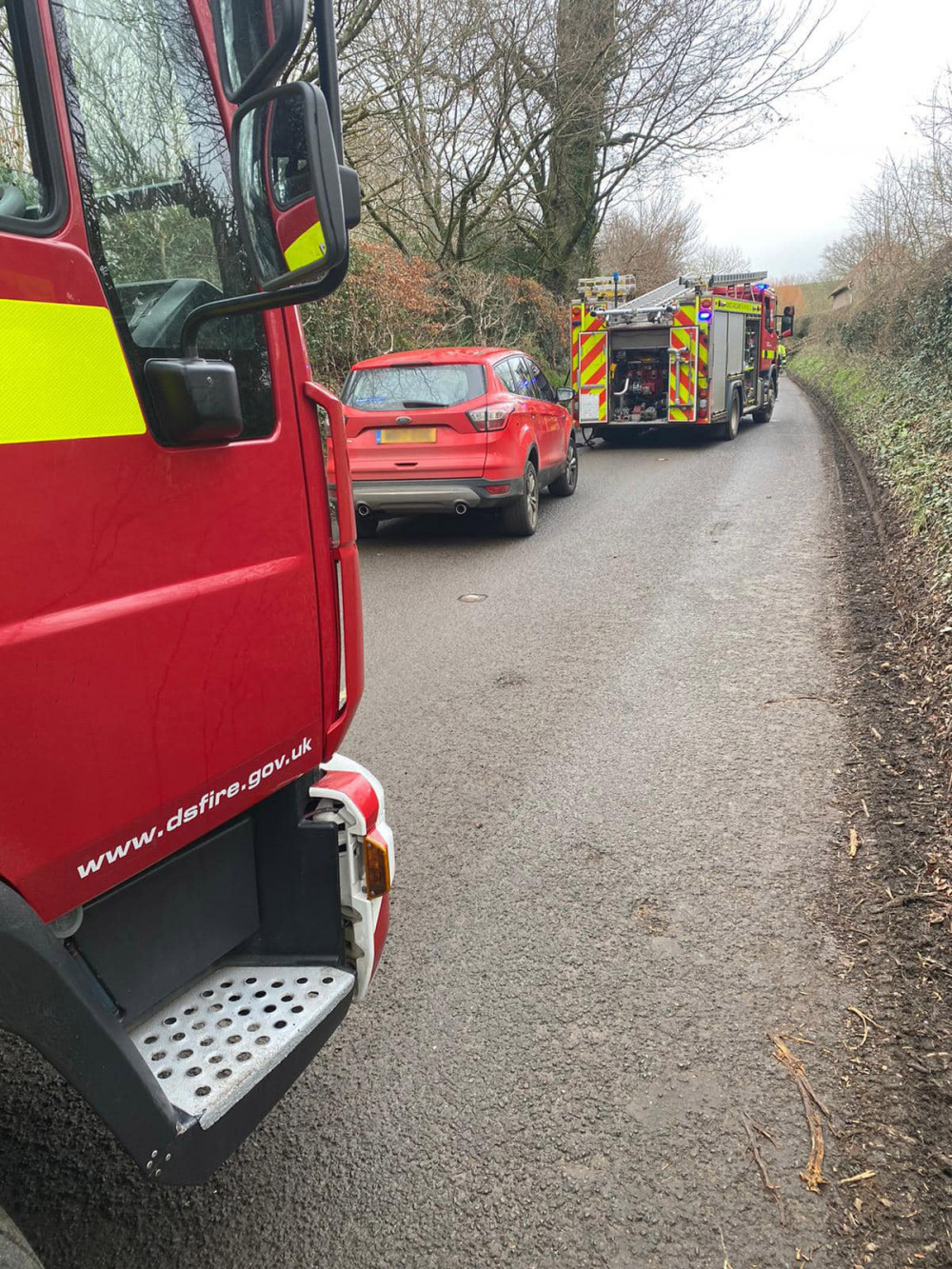 Axminster and Colyton were called to a single car collision