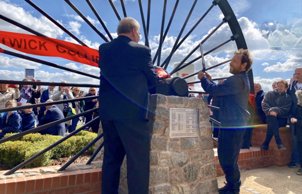 Stephen Graham at the unveiling of the Whitwick Colliery Memorial in Hugglescote last April. Photo: Coalville Nub News