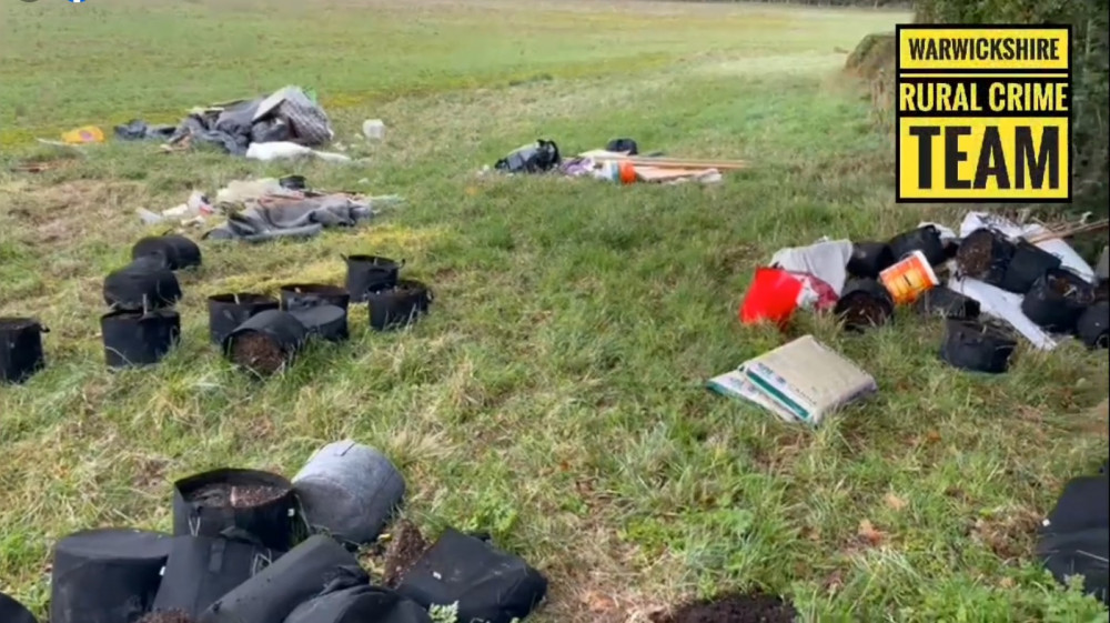 Police were called to the field in Crackley Wood by the farmer (image via Warwickshire Rural Crime Team)