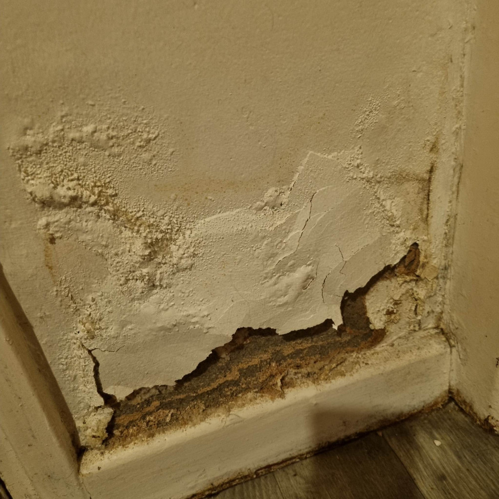 Part of the damage that has been caused by the leak in the house. 