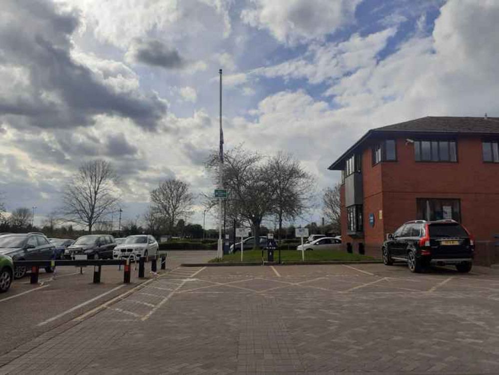 The Union Flag flying half mast at the offices of Maldon District Council