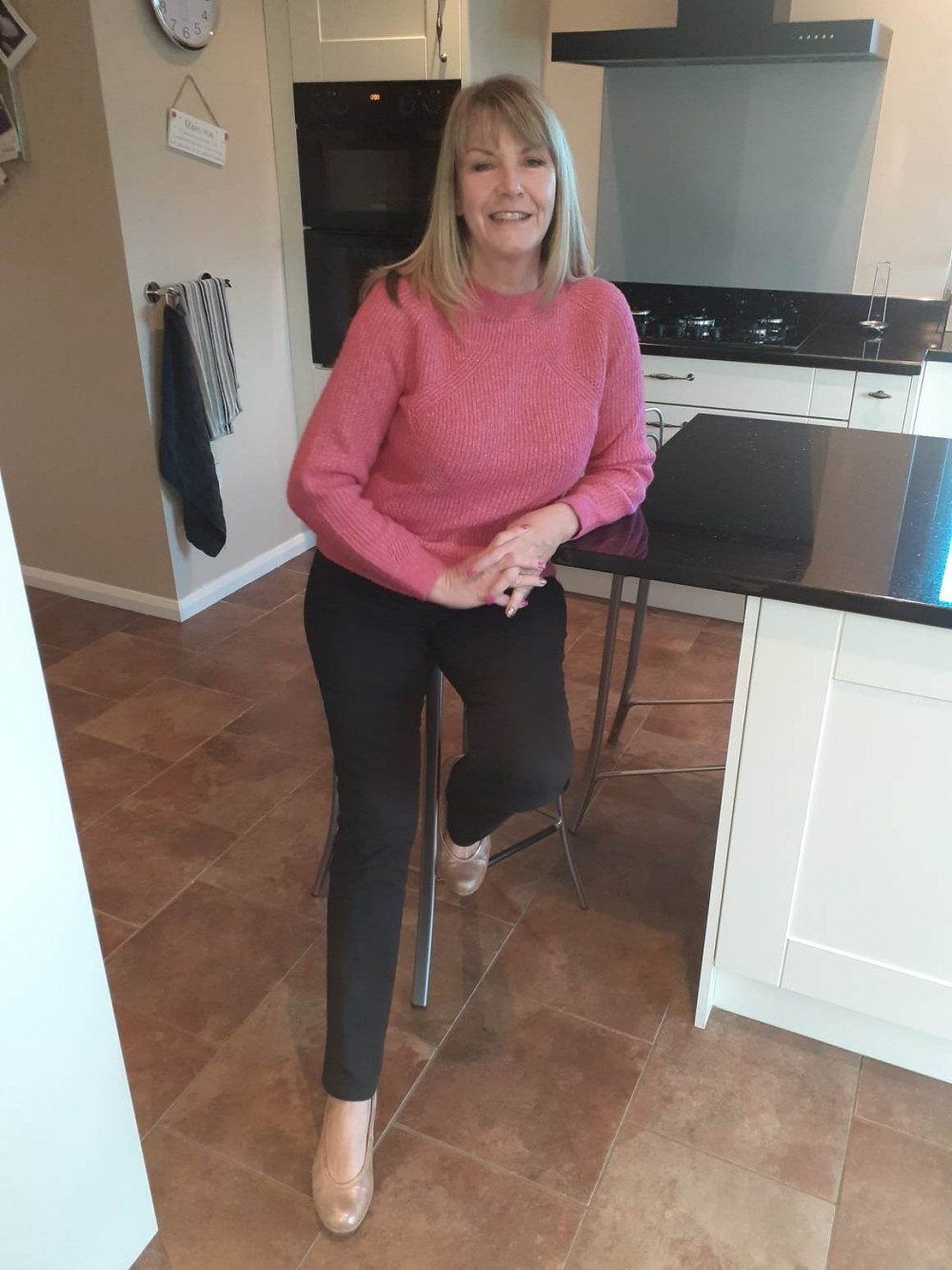 Sharon at home in her kitchen in Elworth, Sandbach. 