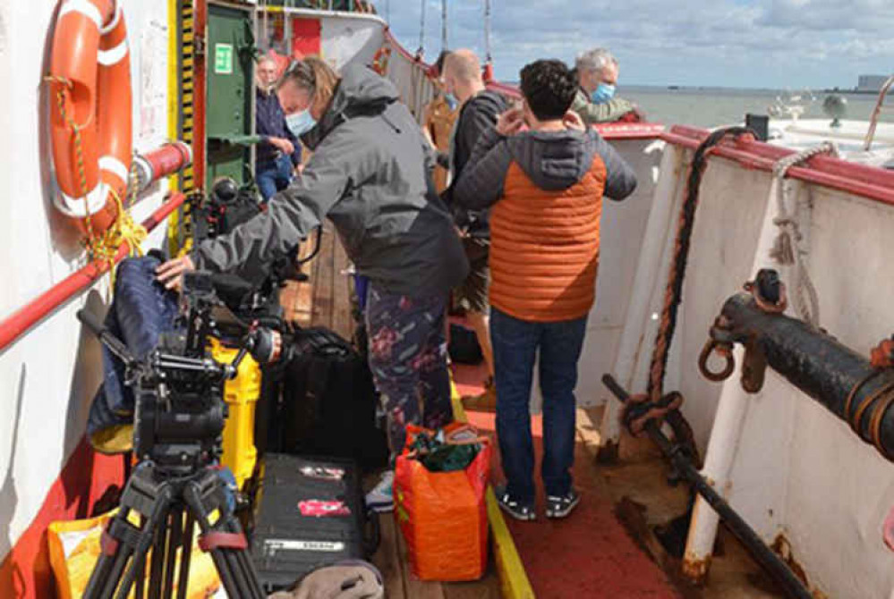 Film crew arriving at Ross Revenge     Pic credit: Steve Anthony