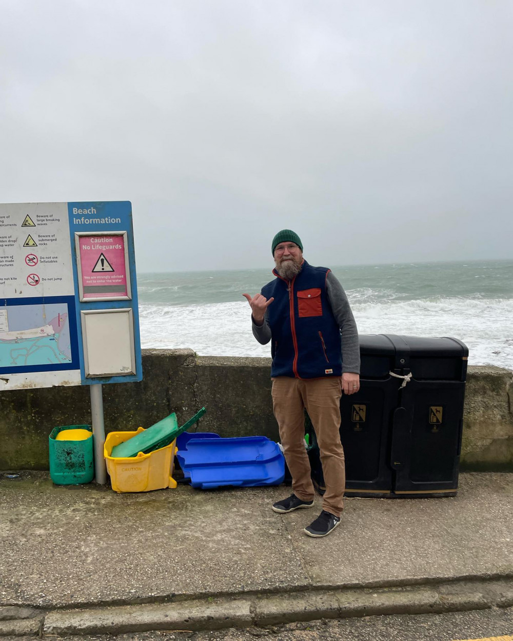 Owner Matthew Nott collecting plastic 