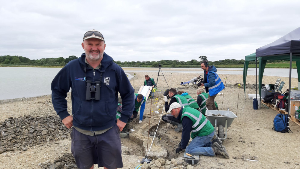 Joe, Paul and the excavation team worked while the lagoon remained drained (image courtesy of Rutland Water Nature Reserve and Leicestershire & Rutland Wildlife Trust)