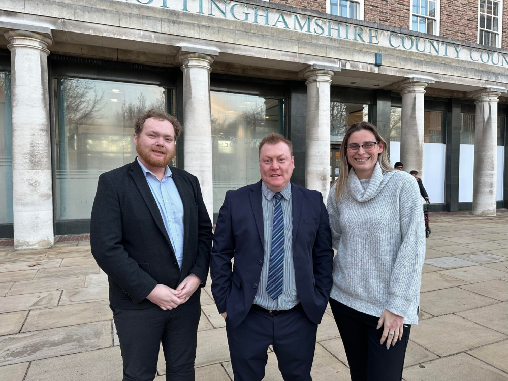 Councillors from all three groups put their political differences to one side to push through a motion supporting people who started their lives in care. Pictured: Councillor Daniel Williamson, left, with Terry Galloway and Cllr Helen-Ann Smith. Image courtesy of LDRS.