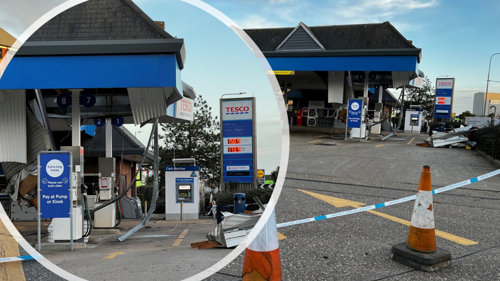 Significant damage can be seen at Maldon's Tesco Petrol Station. (Photos: Ben Shahrabi)