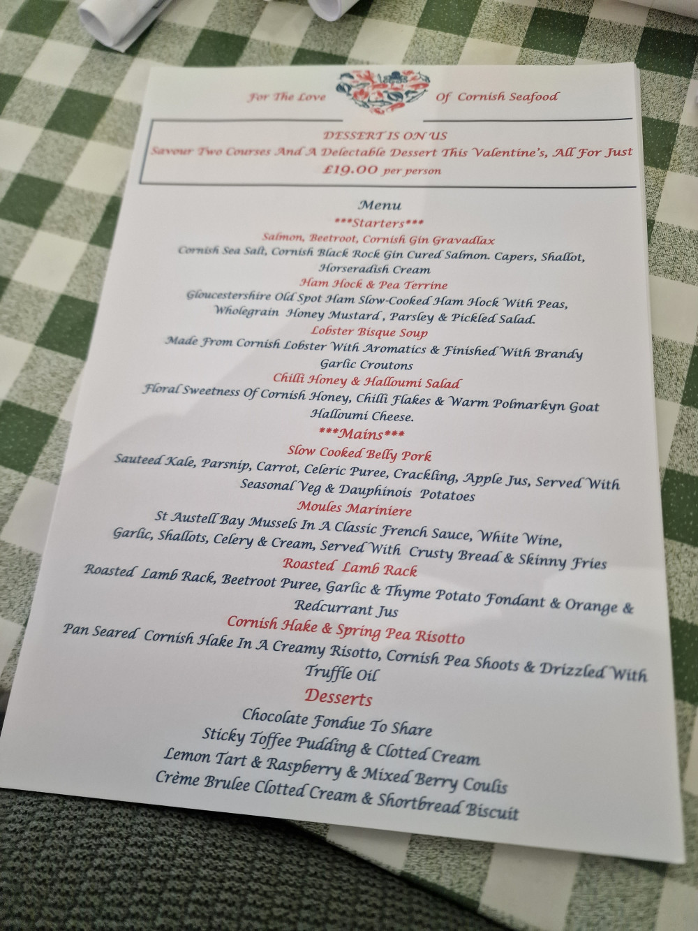 Valentines π Week at The Four-Seas Seafood Restaurant-Falmouth Valentines π Week at The Four-Seas Seafood Restaurant-Falmouth