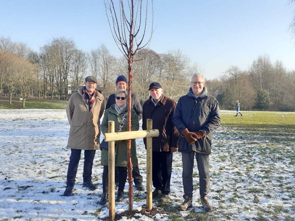A tree jointly funded by The Friends of Sandbach Park with the Rotary Club of Sandbach Crosses has been planted in the park. Malcolm Bulger, president of the Rotary Club of Sandbach Crosses is on the far right. A tree jointly funded by The Friends of Sandbach Park with the Rotary Club of Sandbach Crosses has been planted in the park. Malcolm Bulger, president of the Rotary Club of Sandbach Crosses is on the far right.