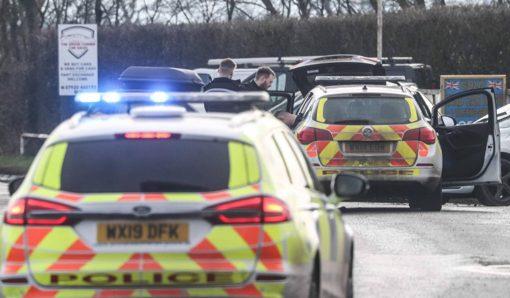 Police at the scene of the incident on Sunday