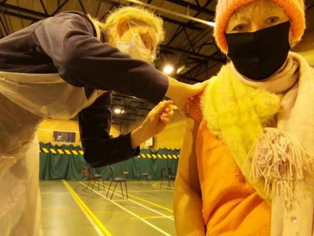 Helen Watson receives her first vaccine dose Helen Watson receives her first vaccine dose