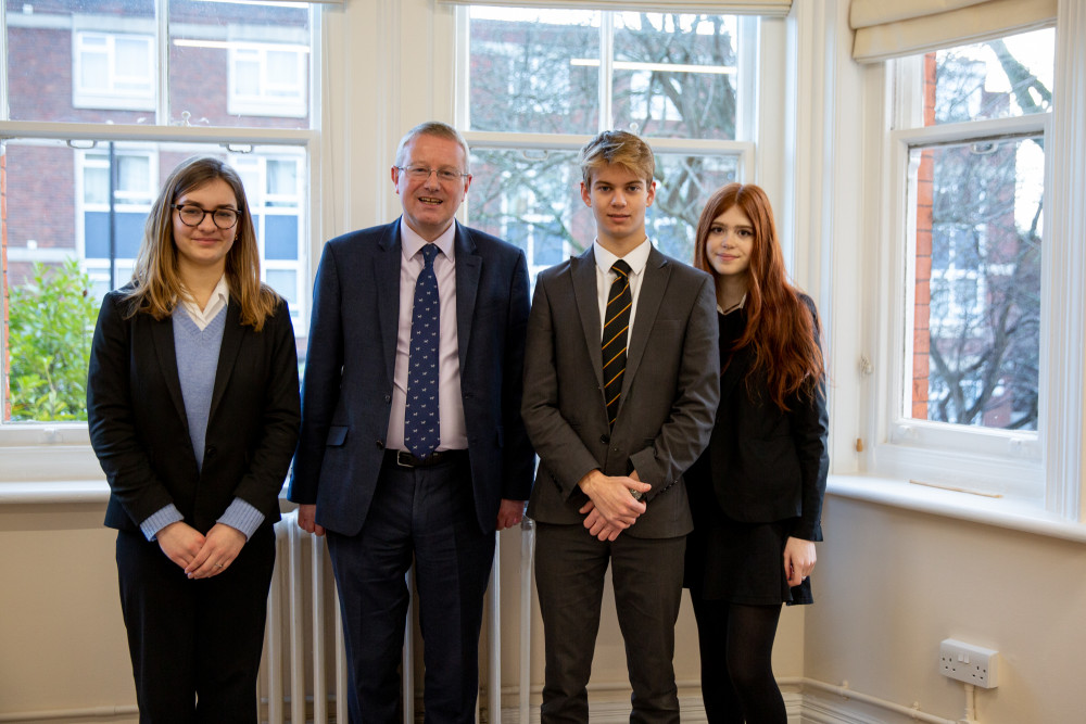 Alice, the Headmaster, Thomas and Eleanor. Photo: St Benedict's School.