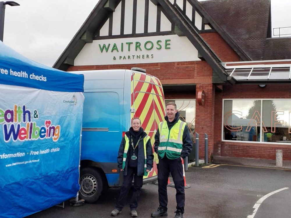 The Health & Wellbeing bus was outside Waitrose in Sandbach today (Tuesday). 