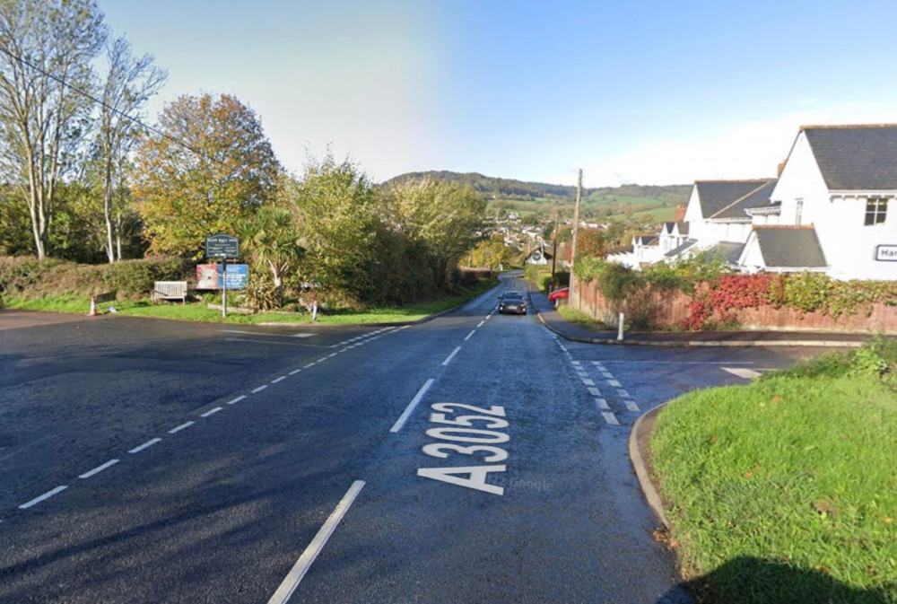 A3052 in Sidford (Google Maps)