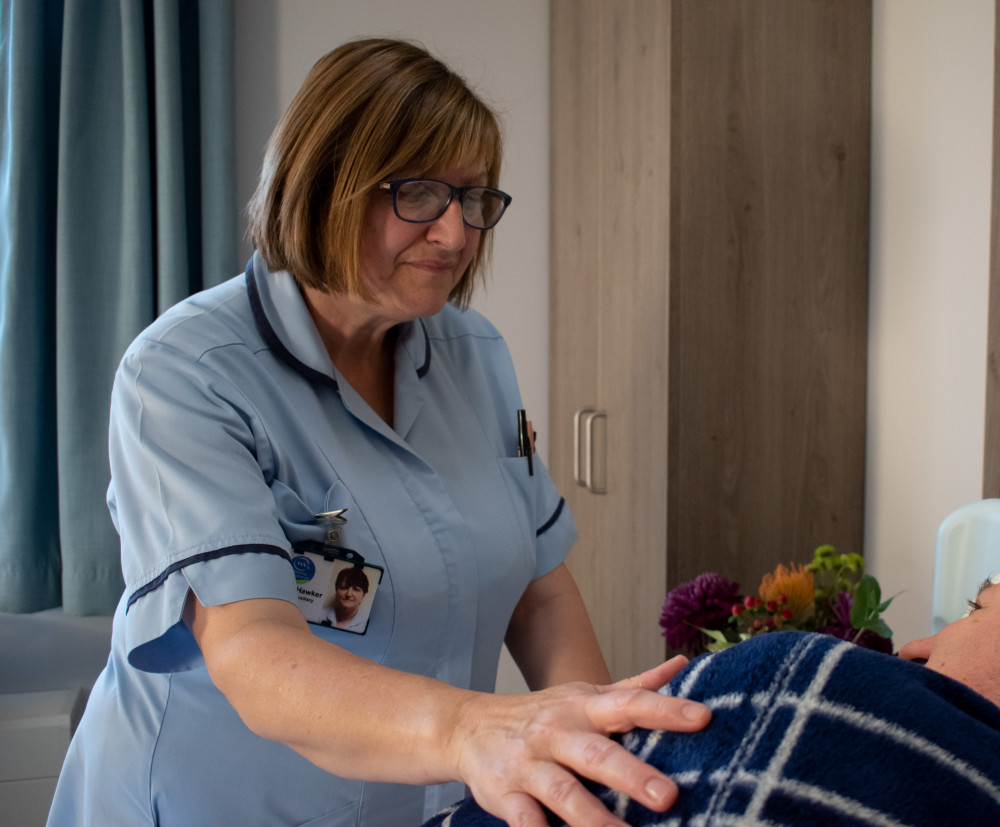 A Weldmar Hospicecare nurse and patient