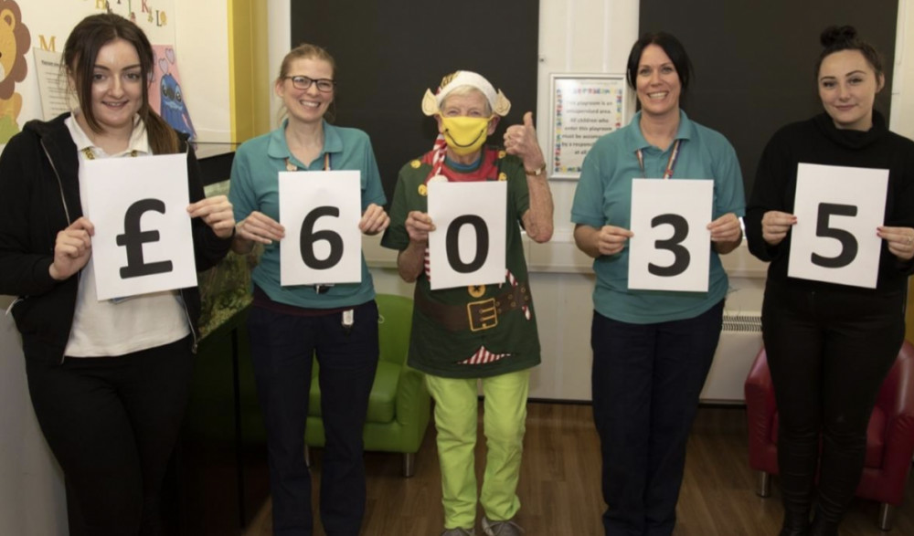 Ann Meldrum visited staff from Lister Hospital’s play team and East and North Hertfordshire Hospitals’ Charity after raising £6,035 in a Christmas raffle. CREDIT: East and North Hertfordshire Hospitals’ Charity Ann Meldrum visited staff from Lister Hospital’s play team and East and North Hertfordshire Hospitals’ Charity after raising £6,035 in a Christmas raffle. CREDIT: East and North Hertfordshire Hospitals’ Charity