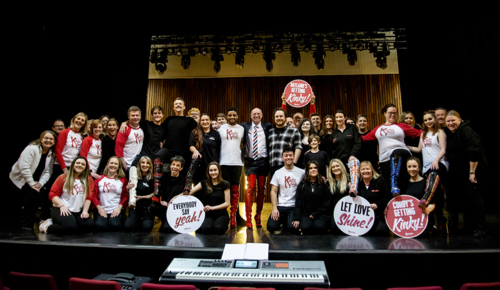 Steve meeting the RMT cast and creatives. Image credit: Rutland Musical Theatre. 