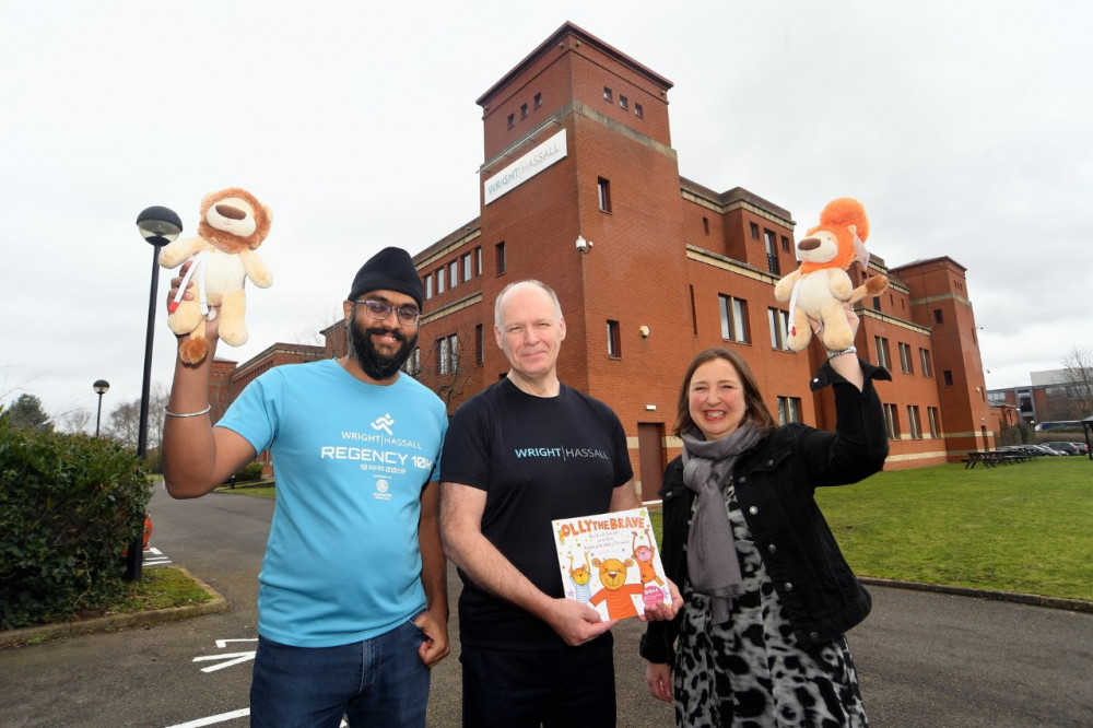 From left - Harpal Singh of Leamington Round Table, Wright Hassall Partner Peter Lowe, and Rachel Ollerenshaw of Molly Ollys Wishes (image via Advent PR)