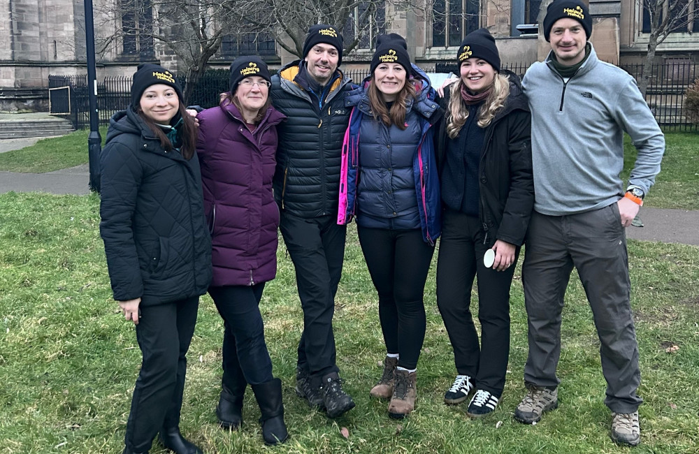 From left - Kathryn Hemingway, Katherine Snell, Adrian Clack, Sarah Griffiths, Natasha Brand, Stuart Field from L&Q Estates at the end of the Big Sleepout 2023 (image via Advent PR)