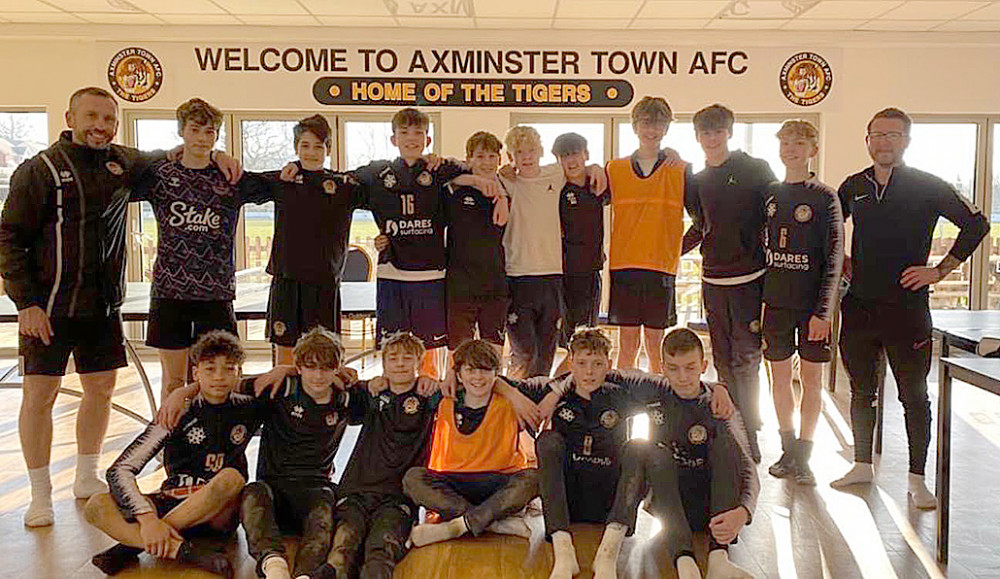 Axminster Town youth team players who took part in a half-term coaching session