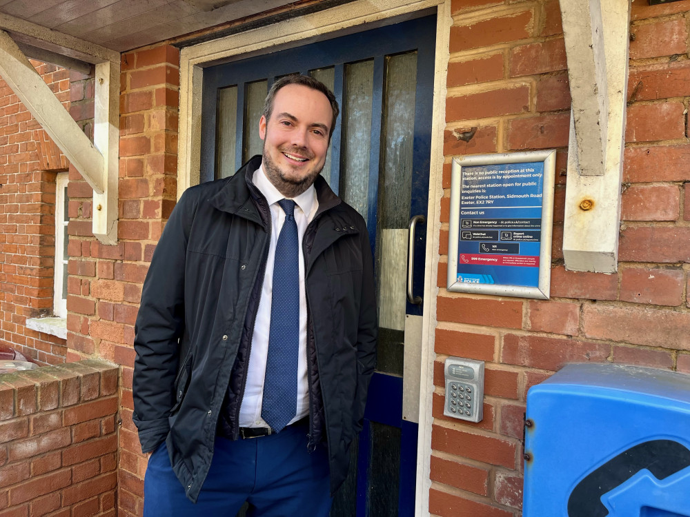 Simon Jupp MP outside Sidmouth Police Station (Simon Jupp MP)