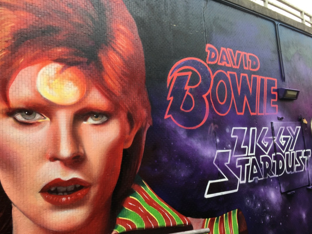 The David Bowie Mural in Tolworth. The worldwide music icon had a strong association with Kingston (Credit: Kingston Heritage Service)