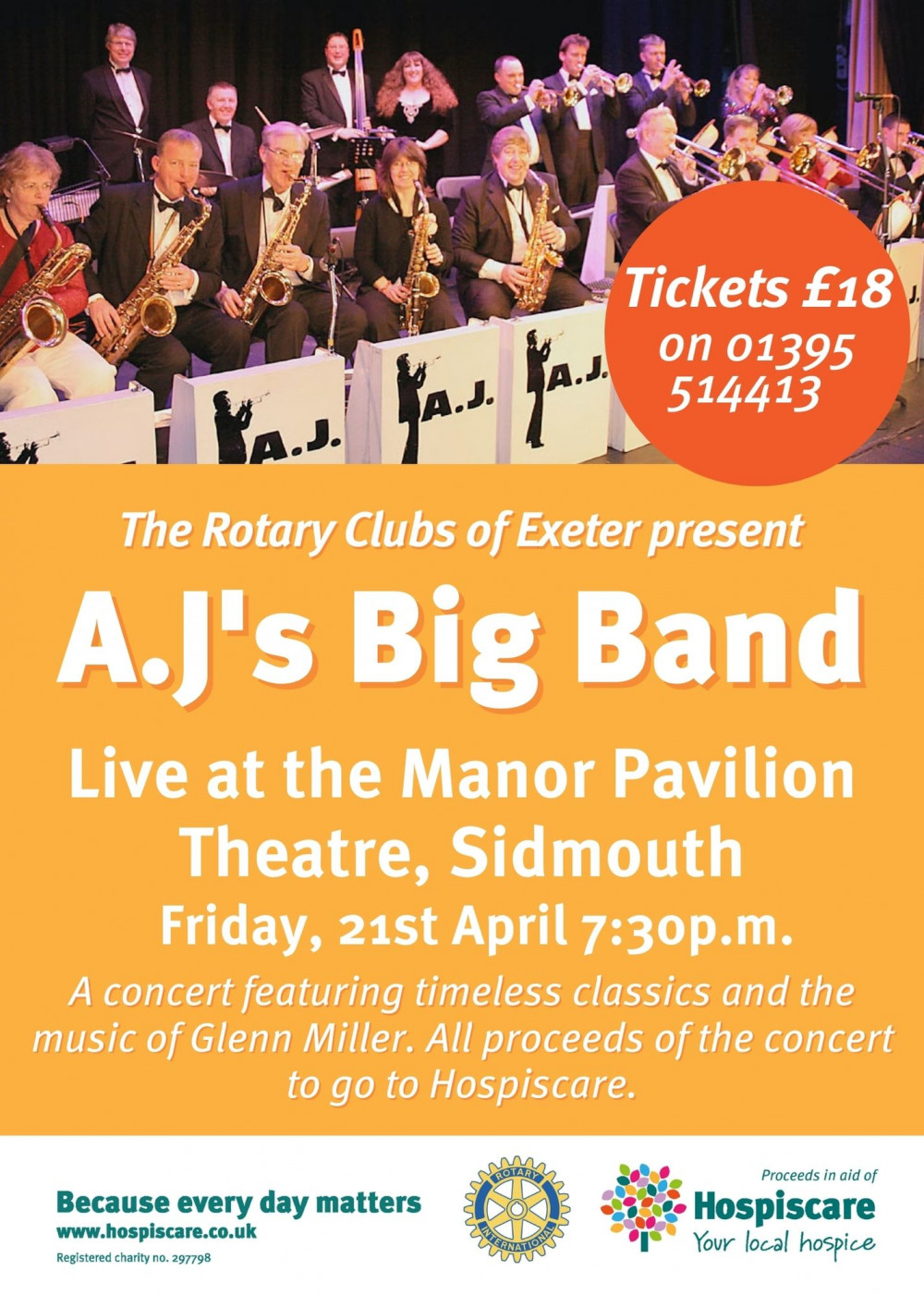 AJ’s Big Band coming to Sidmouth in aid of Hospiscare 