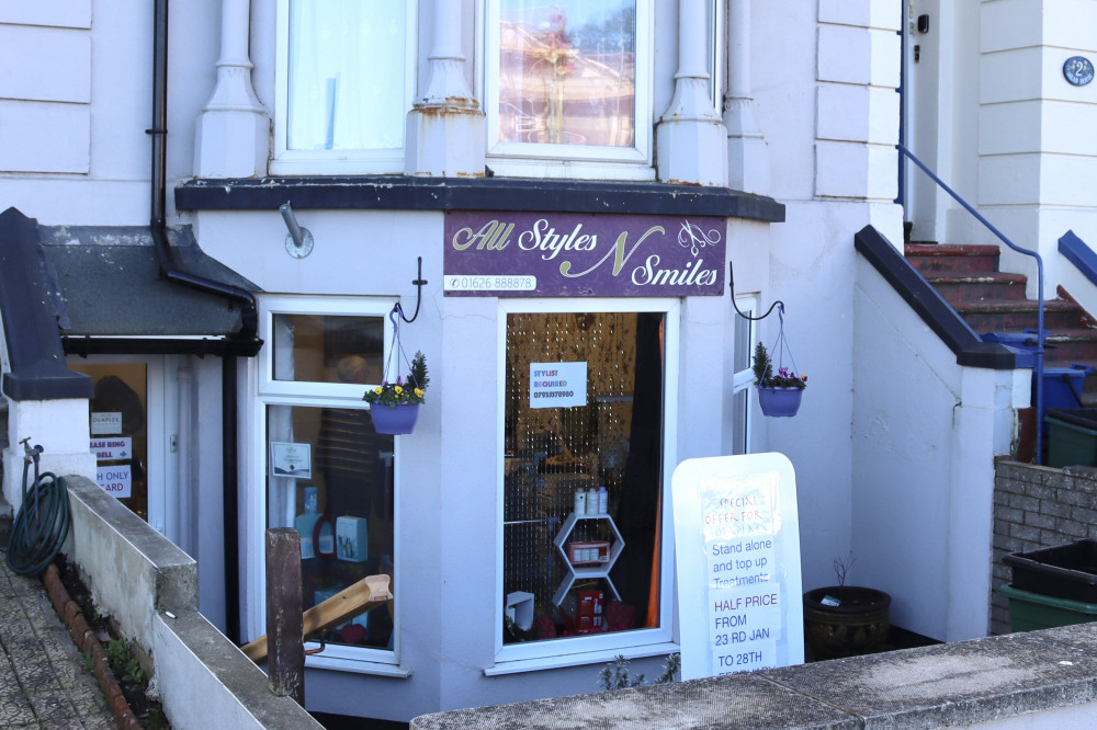 All Styles N Smiles salon, Brookdale Terrace, Dawlish (Nub News/ Will Goddard) All Styles N Smiles salon, Brookdale Terrace, Dawlish (Nub News/ Will Goddard)