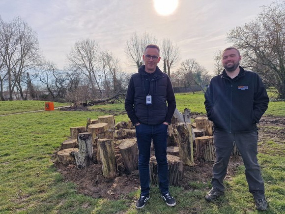 Councillor Jeff Henry alongside biodiversity officer Josh Childs