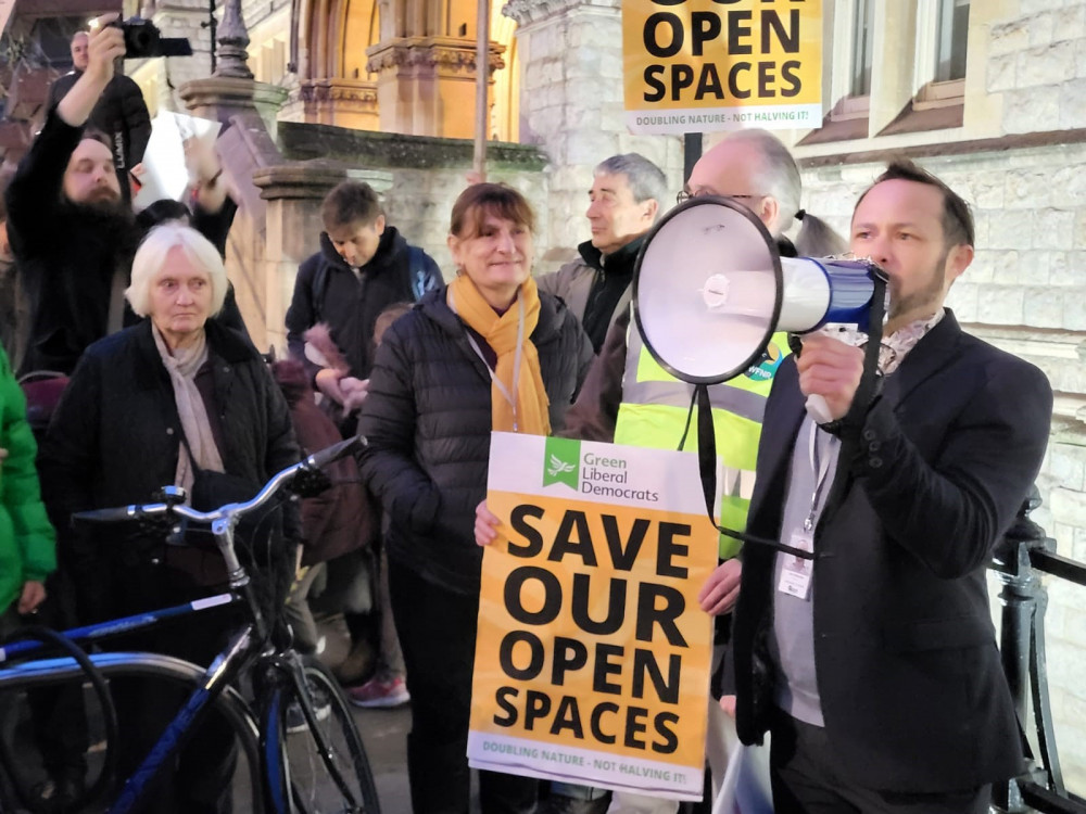 Protestors at Ealing Town Hall 