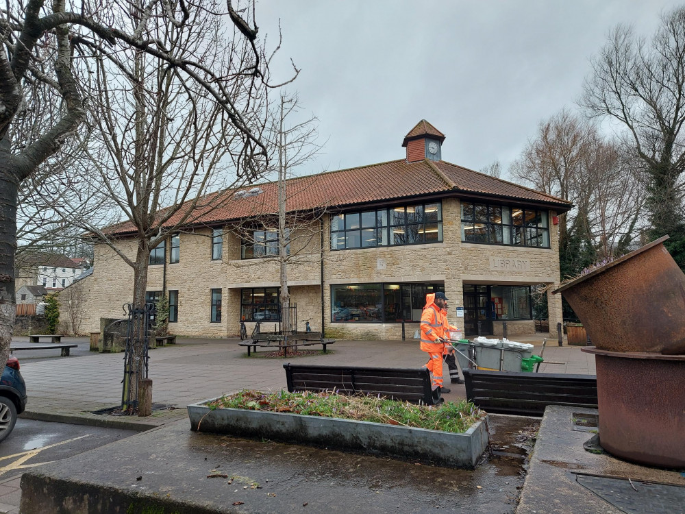 Cleaning crew out and about in Frome February 23