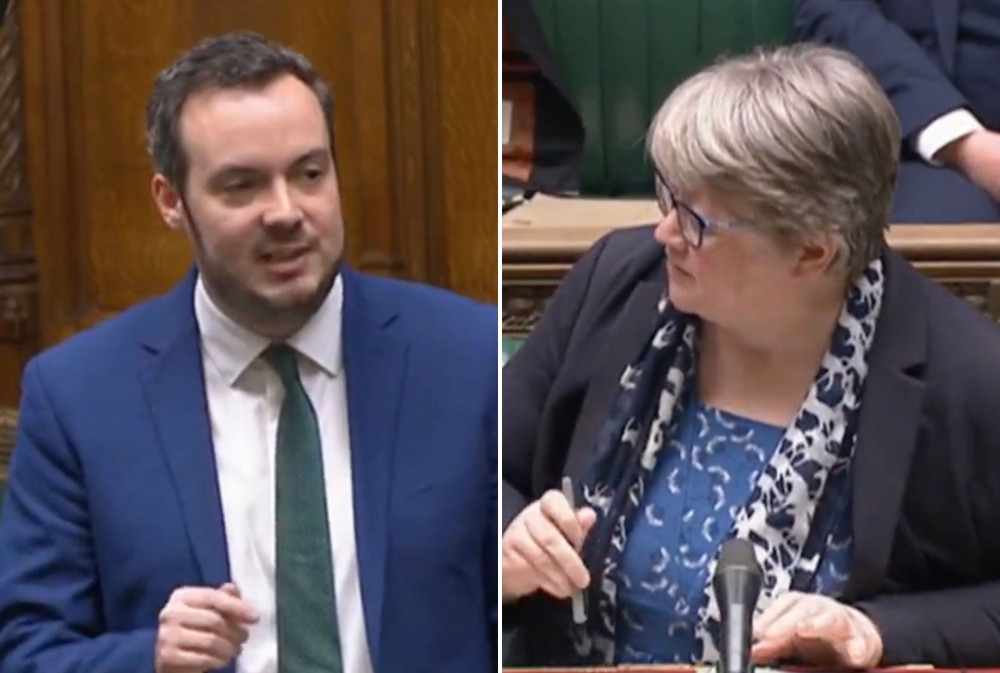 L: Simon Jupp MP. R: Therese Coffey MP (UK Parliament) L: Simon Jupp MP. R: Therese Coffey MP (UK Parliament)
