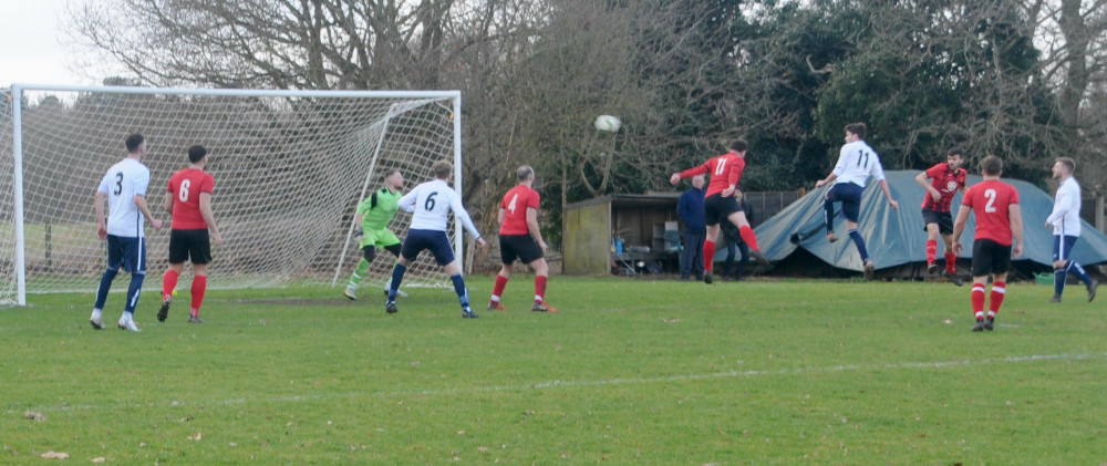 Goalmouth action between Woolverstone and Somersham