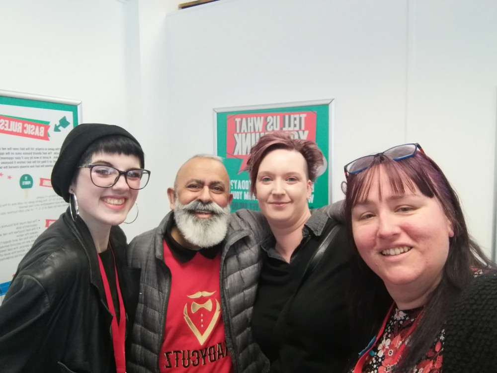 Kerry Shenton, manager of Salvation Army charity shop, with Kady, of Kadycutz, and Caroline Street Hair and Beauty staff (Kerry Shenton).