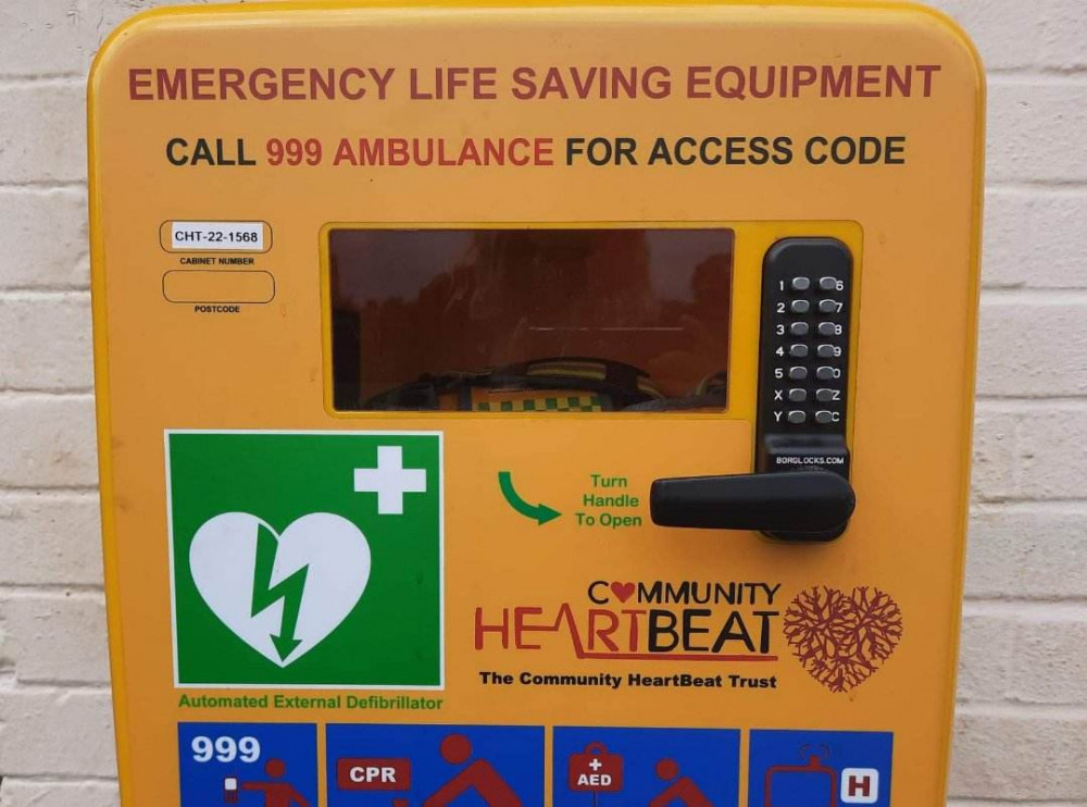 Defibrillators are located in community spaces, such as schools, shops and hospitals. Image credit: Nub News.