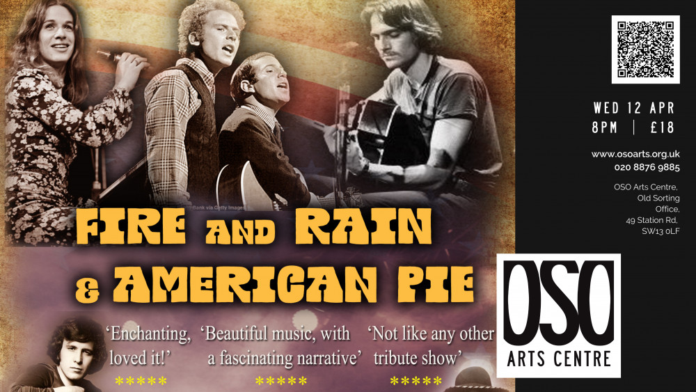 A heart-warming, musical homage to the great U.S. singer-songwriters of the late 60s and early 70s, featuring beautiful timeless songs from James Taylor, Carole King, Simon & Garfunkel, Joni Mitchell, Don Mclean, Bread, Crosby, Stills, Nash & Young, America, The Byrds, Mamas and Papas and Carly Simon.