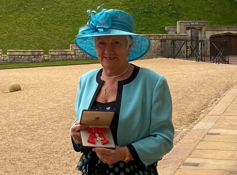 Barbara Crellin with her MBE. Image credit: Barbara Crellin. 