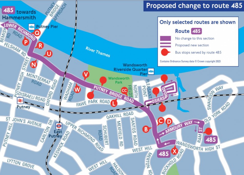 The 485 bus route in Wandsworth will extend to the Riverside Quarter this month (Credit: Wandsworth Council) The 485 bus route in Wandsworth will extend to the Riverside Quarter this month (Credit: Wandsworth Council)