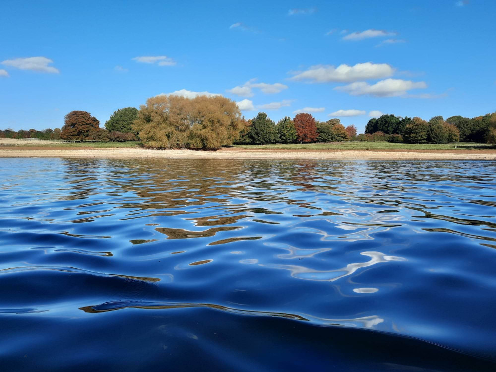 Rutland Water shore from the water. Image credit: Nub News.