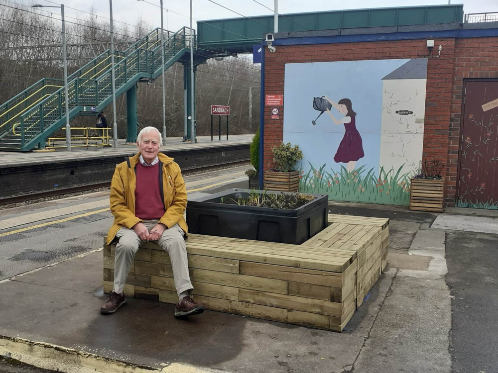 FOSS chairman, John Scarrott is delighted with the new seating at Sandbach station (Photo: Deborah Bowyer/Sandbach Nub News) FOSS chairman, John Scarrott is delighted with the new seating at Sandbach station (Photo: Deborah Bowyer/Sandbach Nub News)