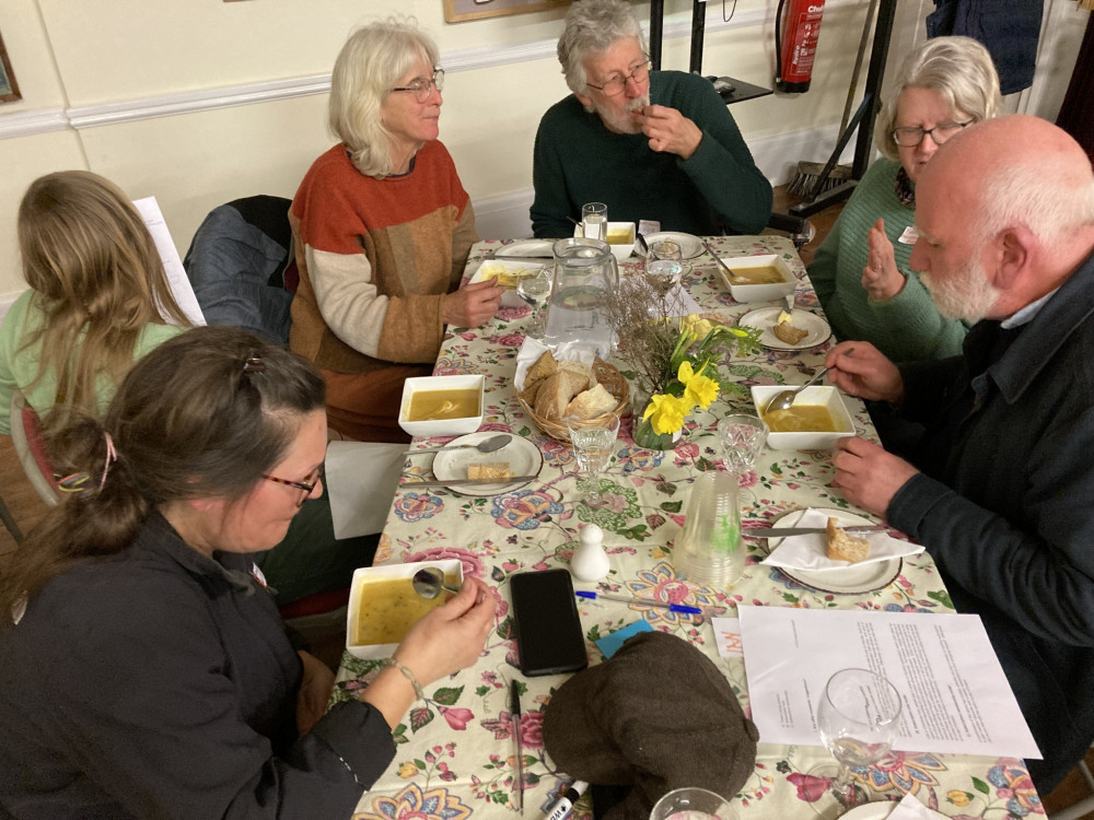 The Mayor of Bridport, Cllr Ian Bark (right), was among those to attend the Bridport Food Maters meeting