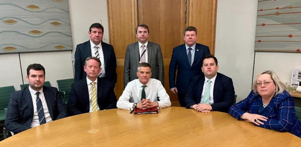 Stephen Metcalfe (standing, left) along with a group of MPs from around Outer London, meets with the Transport Secretary Mark Harper to press his concern about ULEZ expansion.