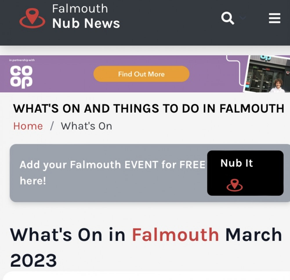 Share your events in Falmouth for free on our What's On page. 