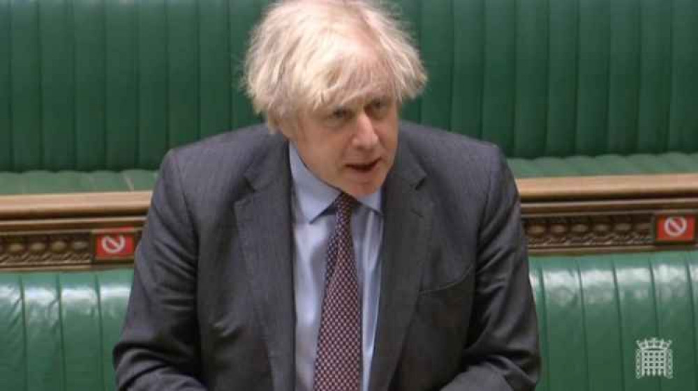 Boris Johnson addressing the Commons earlier this afternoon