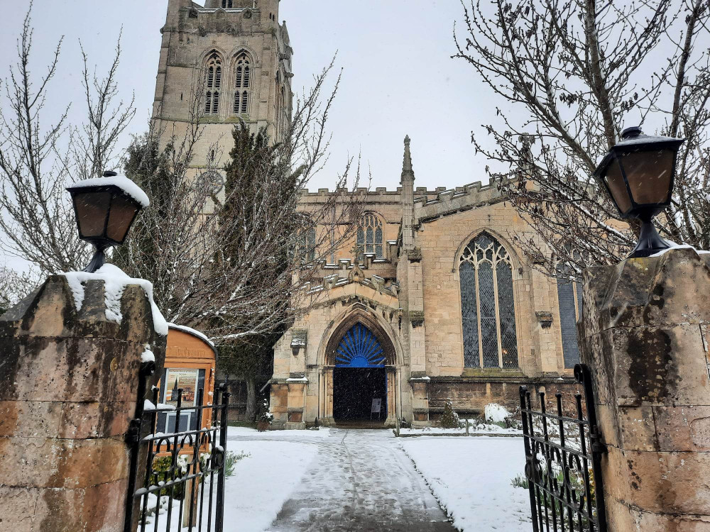 All Saints' Church in the snow. Image credit: Nub News.