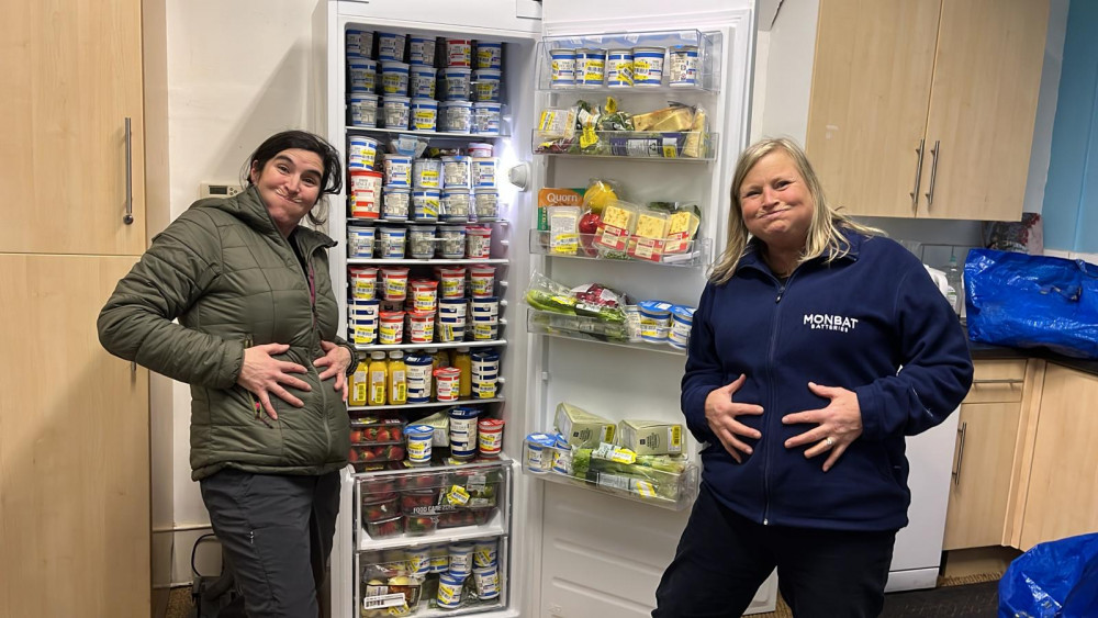 Volunteers help to distribute food at their Oakham Station hub. Image credit: Rutland Community Fridges.