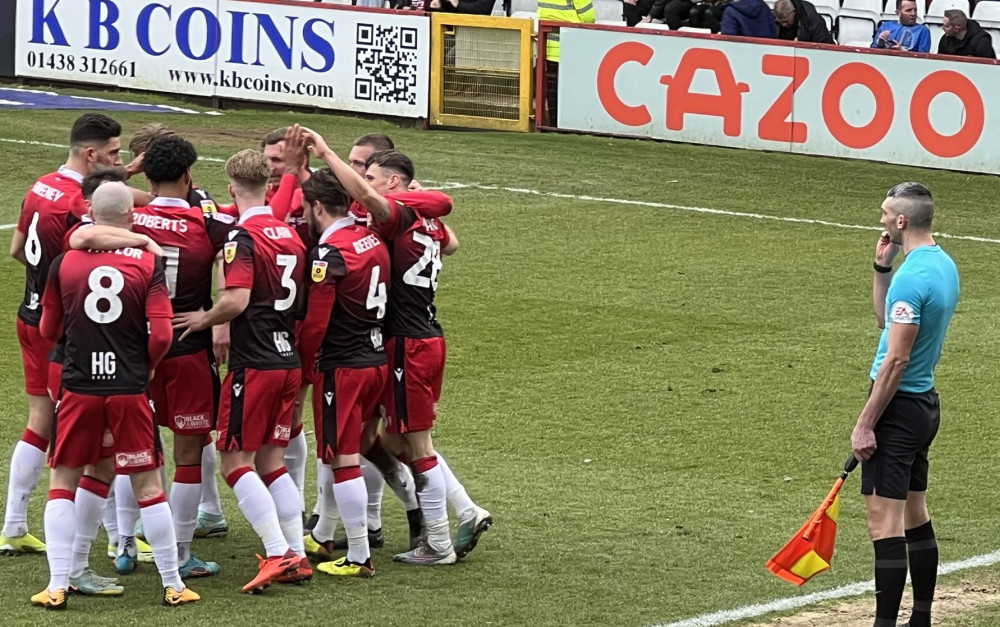 Josh March grabs his second of the match with a stunning overhead kick in the box for a contender for Goal of the Day after Luke Norris teed up the January arrival. CREDIT: @laythy29