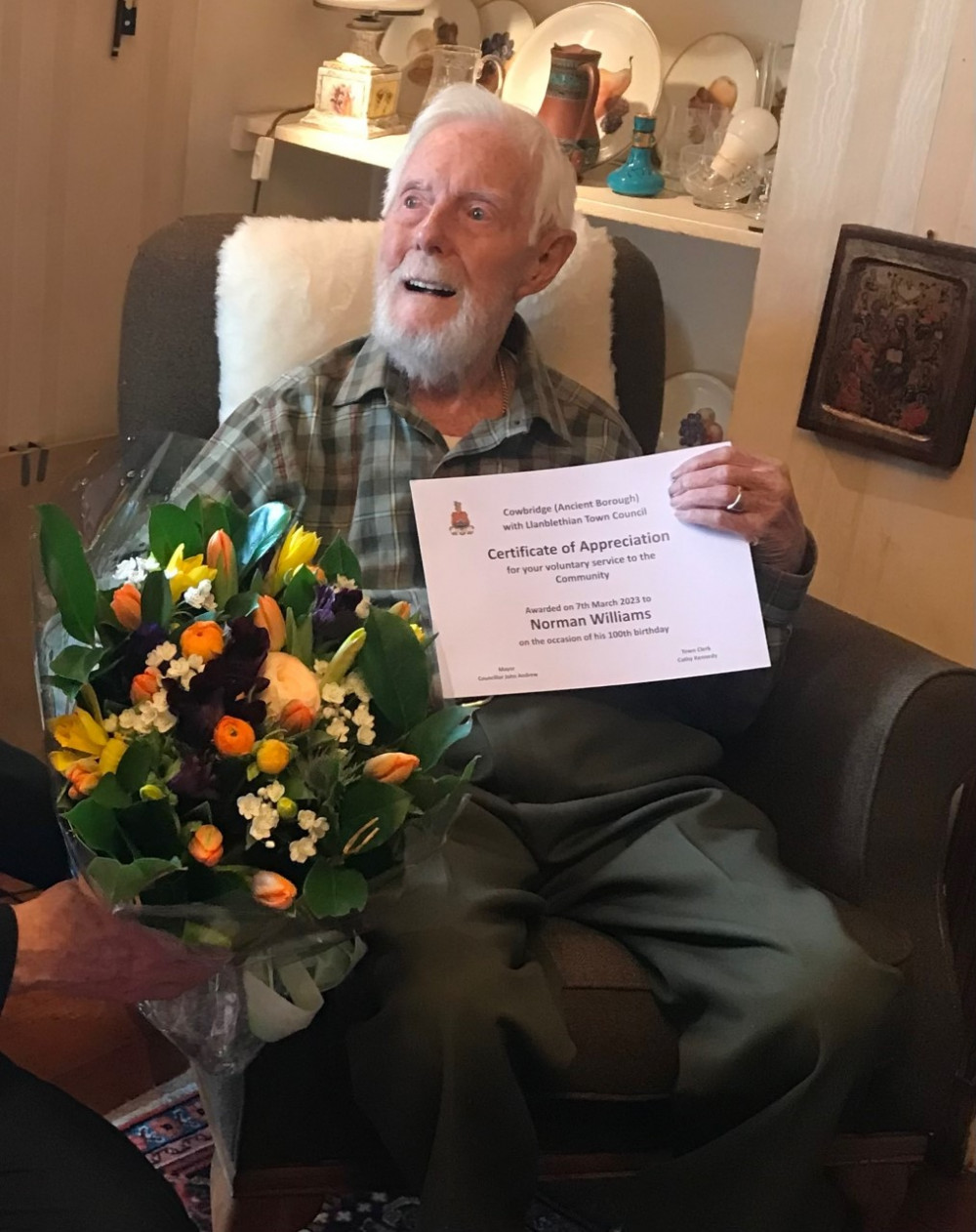 A joyful Rev Norman on his 100th birthday. A joyful Rev Norman on his 100th birthday.