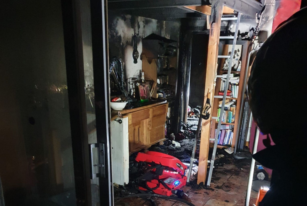 Fire damage in the property (Devon and Somerset Fire and Rescue Service)